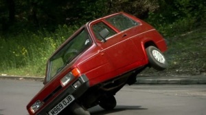 Reliant Robin doing what it does best.